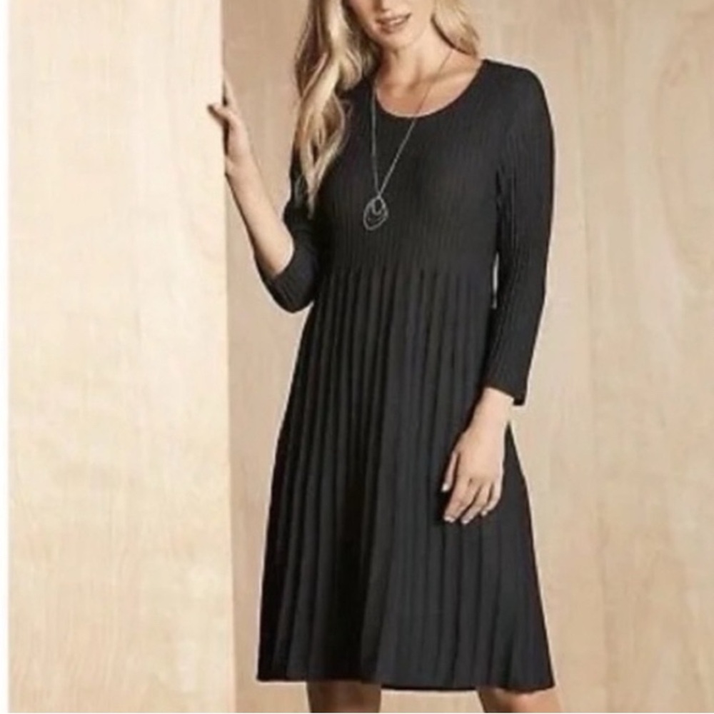 Eileen Fisher Dark Gray Ribbed Wool Dress Size Petite Small